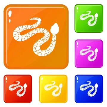 Spotted snake icons set vector color Stock Illustration