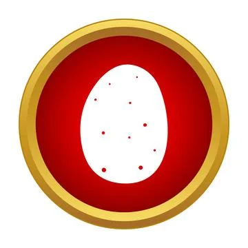Spotted white egg icon in golden red circle Stock Illustration