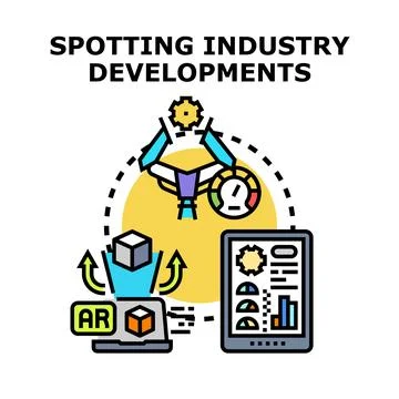 Spotting industry developments analyzing future technology trends Stock Illustration
