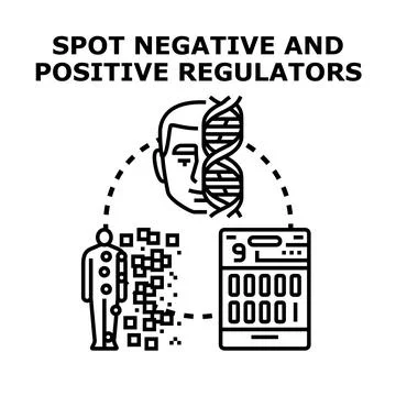 Spotting negative and positive regulators in medical data Stock Illustration