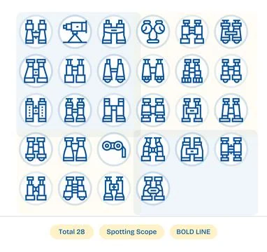 Spotting Scope Vector Icon Toolkit featuring 28 Display Perfect 128x128 Bol.. Stock Illustration