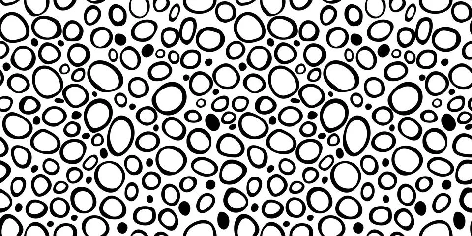 Spotty abstract vector seamless pattern. Random rings, dots, circles, spots,  Stock Illustration