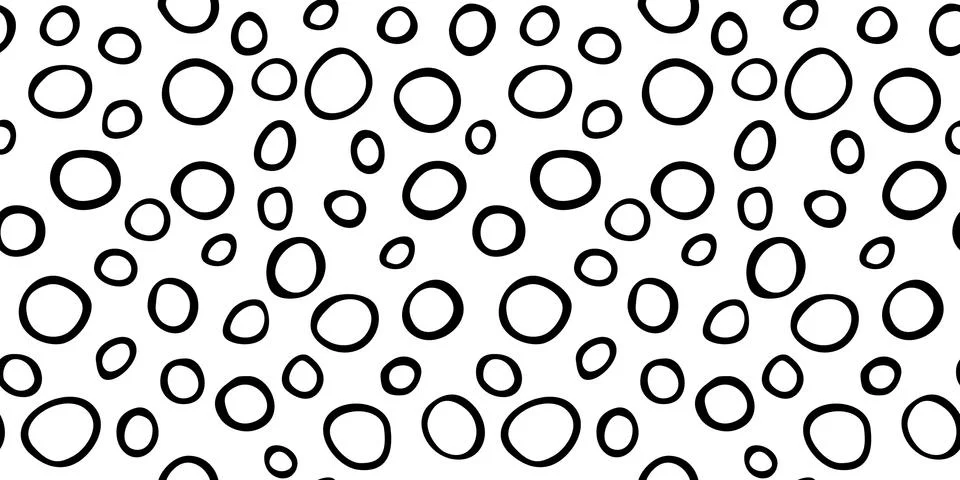 Spotty abstract vector seamless pattern. Random rings, dots, circles, spots,  Stock Illustration