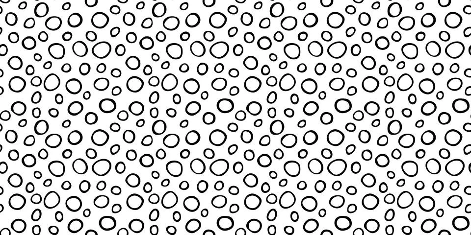 Spotty abstract vector seamless pattern. Random rings, dots, circles, spots,  Stock Illustration