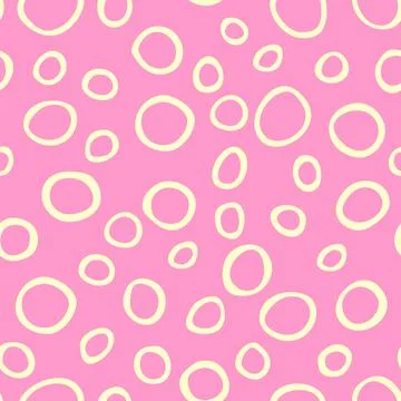Spotty abstract vector seamless pattern. Random rings, dots, circles, spots,  Stock Illustration