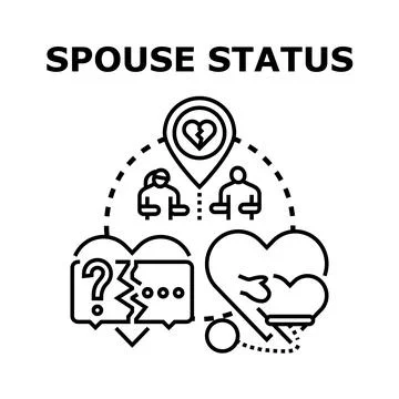 Spouse status concept with relationship questions and divorce 스톡 일러스트