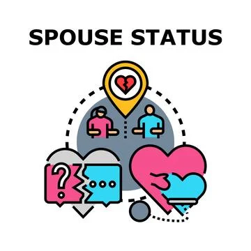 Spouse status concept with relationship questions and divorce 스톡 일러스트