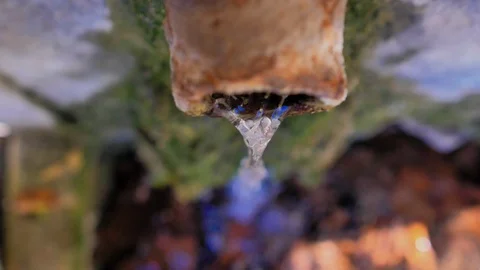 Spout seen up in slow motion Stock Footage 124390266