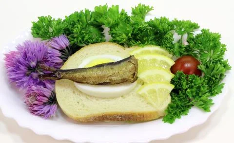 Sprat sandwich Stock Photos