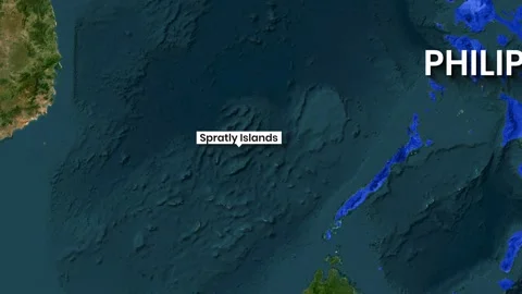 Spratly Islands motion graphics animation showing the Philippine coastline Stock Footage 341782290