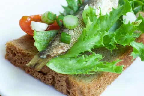 Sprats on the bread 库存照片