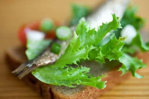 Sprats on the bread Stock-Fotos