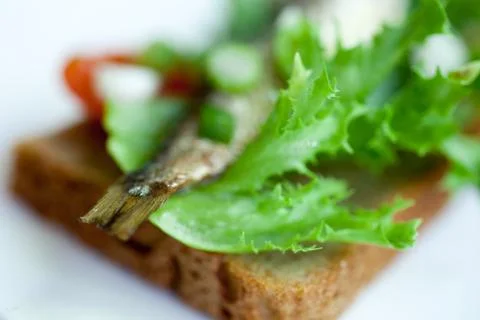 Sprats on the bread Foto stock