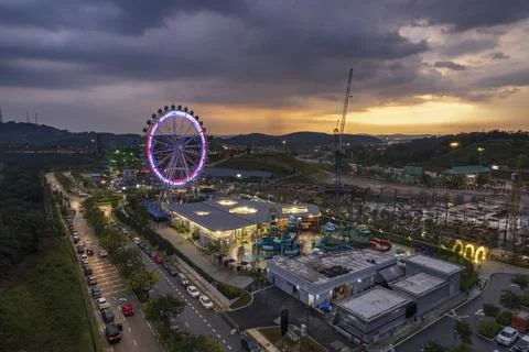 The sprawling complex, illuminated by the setting sun Stock Photos