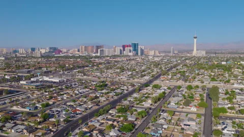 Sprawling Desert Suburbs Leading to the Distant Las Vegas Skyline Stock-Footage 333226066