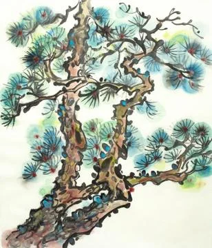 Sprawling pine tree Illustrazione stock
