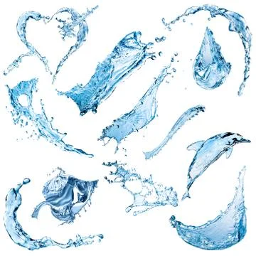 Spray and splashes of water Stock Photos