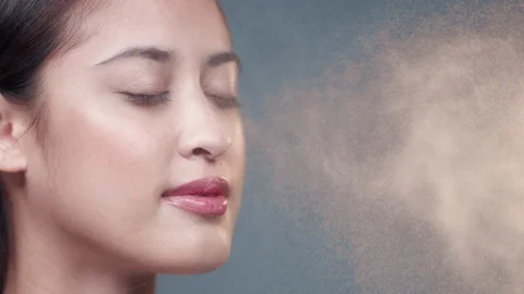 Spray being used on womans face. Stock Footage 90716266