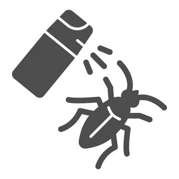 Spray bottle and cockroach solid icon, pest control concept, Insect spray sign 스톡 일러스트