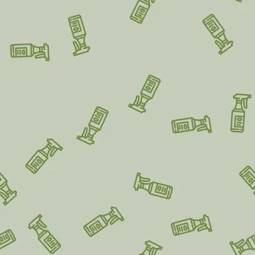 Spray bottle bleach line vector seamless pattern Stock Illustration