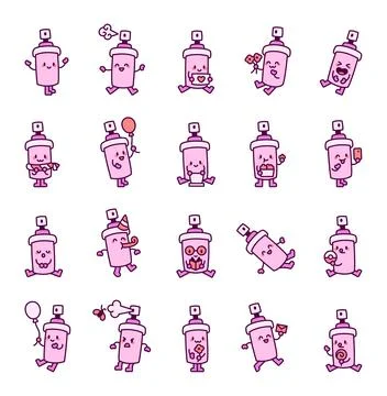 Spray bottle character set includes designs 스톡 일러스트