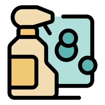 Spray bottle cleaning surface with soap bubbles depiction Illustrazione stock