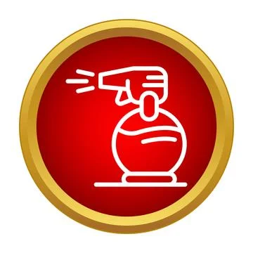 Spray bottle creating a spray line on red background icon Stock Illustration