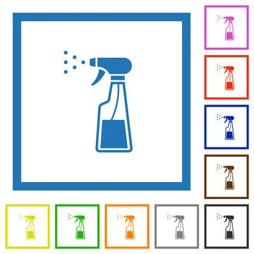 Spray bottle flat framed icons Illustrazione stock