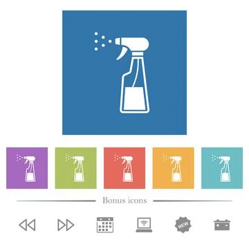 Spray bottle flat white icons in square backgrounds イラスト素材