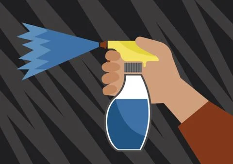 Spray Bottle In Hand On Abstract Background Stock Illustration