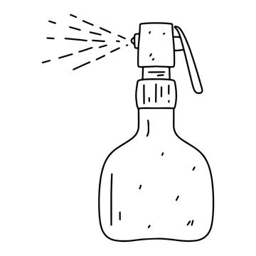 Spray bottle in hand drawn doodle style. Vector illustration isolated on whit Stock Illustration