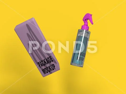 Spray bottle mockup PSD Template