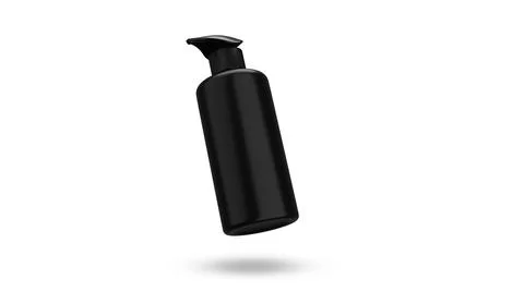 Spray bottle mockup pump type black color for insert brand label , for medica Stock Photos