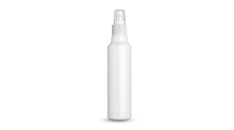 Spray bottle mockup pump type white color for insert brand label , for medica Stock Photos