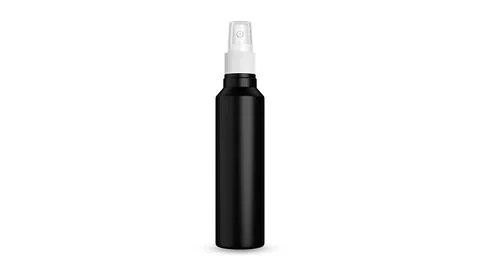 Spray bottle mockup pump type black color for insert brand label , for medica Stock-Fotos