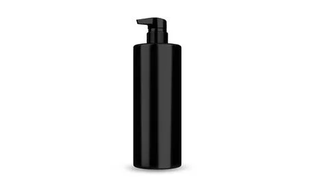Spray bottle mockup pump type black color for insert brand label , for medica Foto stock