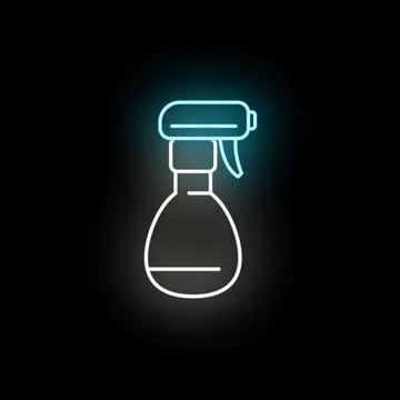 Spray bottle neon glow cleaning hygiene icon Stock Illustration