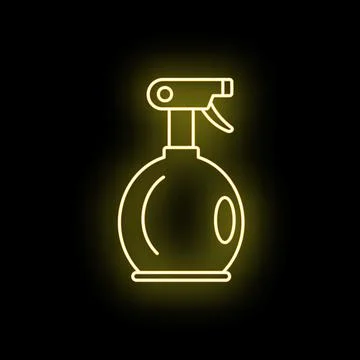 Spray bottle neon icon vector outlining cleaning tool Stock Illustration