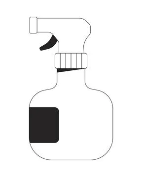 Spray bottle with nozzle and trigger 2D line object Stock Illustration