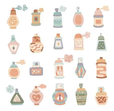 Spray bottle object set in scandinavian style Illustrazione stock