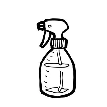 Spray bottle, plastic liquid sprayer hand drawn icon illustration Stock Illustration