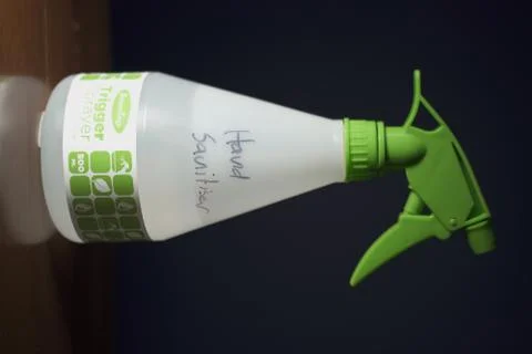 Spray bottle with sanitiser Stock Photos
