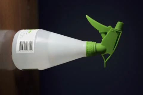 Spray bottle with sanitiser 库存照片