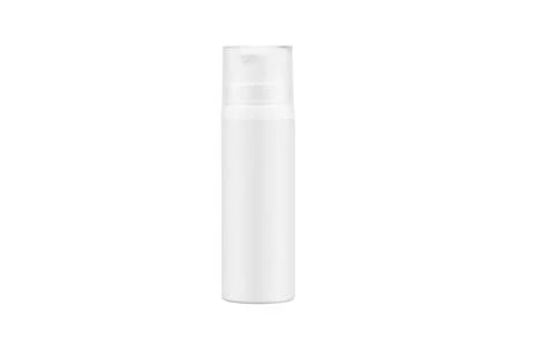 Spray bottle with transparent cap mockup isolated on white background. Shampoo 스톡 사진