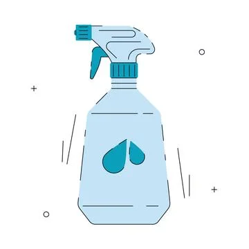 Spray bottle with two water droplets on a white background Stock Illustration