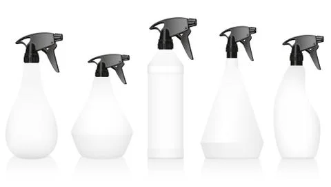 Spray Bottles Variations Set Blank White Stock-Illustration