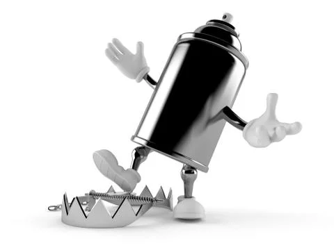 Spray can character with bear trap Stock Illustration