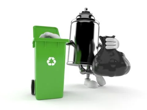 Spray can character with dustbin Illustrazione stock