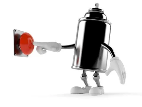 Spray can character pushing a button Stock Illustration