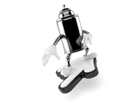Spray can character surfing on cursor Stock Illustration